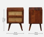 Syrus Solid Sheesham Wood Two Drawer Bedside Cane - Image 12
