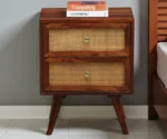 Syrus Solid Sheesham Wood Two Drawer Bedside Cane - Image 7