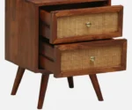 Syrus Solid Sheesham Wood Two Drawer Bedside Cane - Image 8