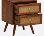 Syrus Solid Sheesham Wood Two Drawer Bedside Cane - Image 10