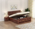 Tusker Sheesham Wood Bed Hydraulic Storage
