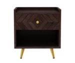 Wave Solid Sheesham Wood Bedside With Storage - Image 9