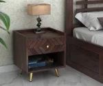 Wave Solid Sheesham Wood Bedside With Storage