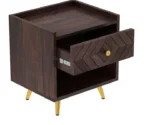 Wave Solid Sheesham Wood Bedside With Storage - Image 2