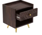 Wave Solid Sheesham Wood Bedside With Storage - Image 4