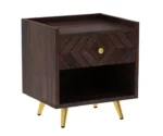 Wave Solid Sheesham Wood Bedside With Storage - Image 5