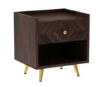 Wave Solid Sheesham Wood Bedside With Storage - Image 6