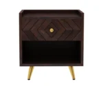 Wave Solid Sheesham Wood Bedside With Storage - Image 7