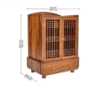 Yaj Sheesham Wood Home Temple With Panelled Slatted Doors & Large Drawer Storage - Image 4